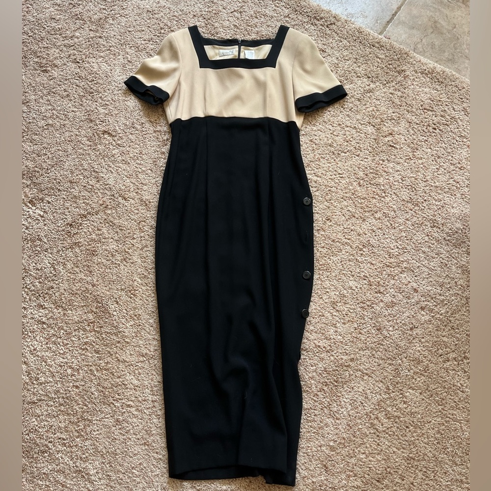 NEW Liz Claiborne Dress Tan/Dark Blue Size 10